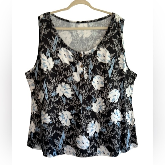 Women’s Sleeveless Plus Size 5X = 24W Floral Summer Casual T-Shirt Tank Top NWOT - Picture 2 of 7